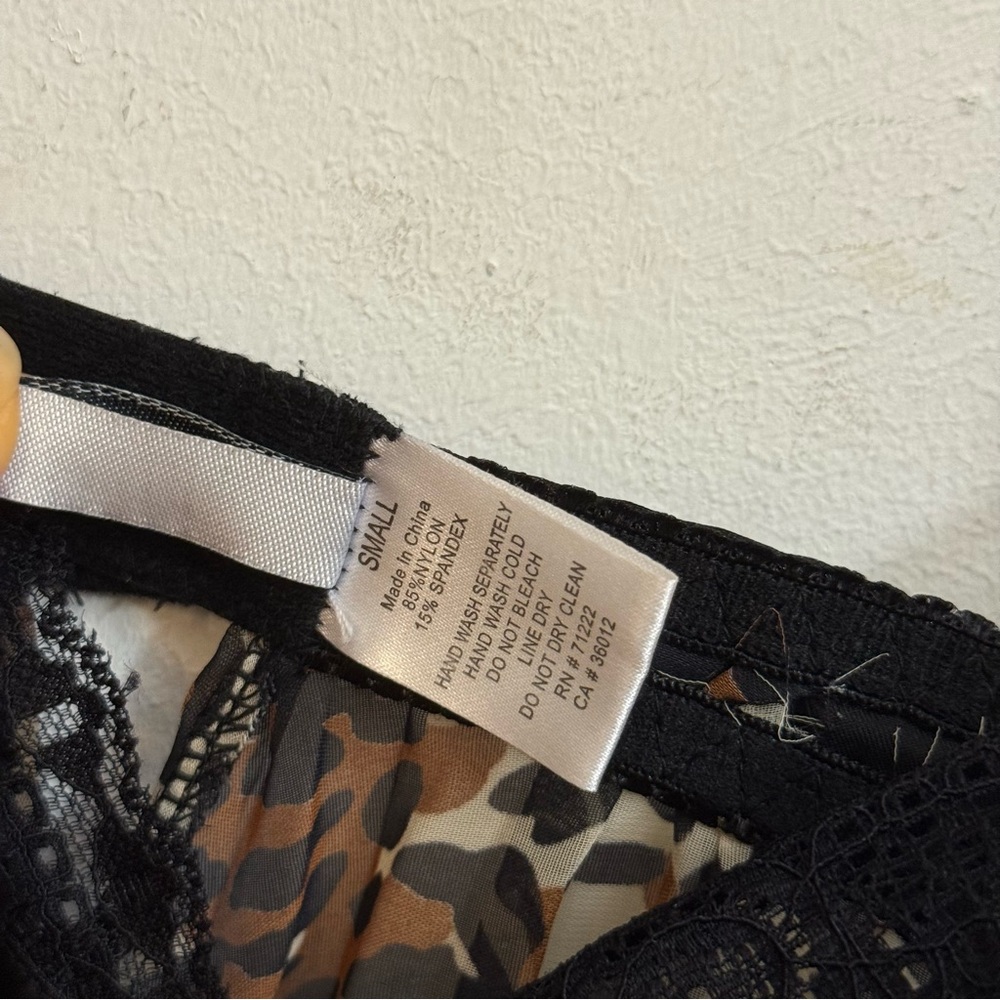 Rampage Leopard Print Babydoll Slip Dress with Black Lace S - Picture 5 of 7